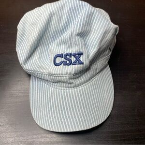 Vintage Striped Blue Conductor‎ Cap with CSX Logo